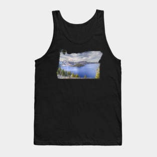 Oregon State Outline (Crater Lake & Wizard Island) Tank Top